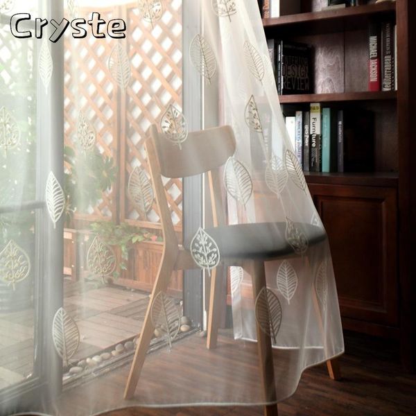 

curtain & drapes small leaf embroidered curtains modern simple korean aesthetic romance translucent for living dining room bedroom