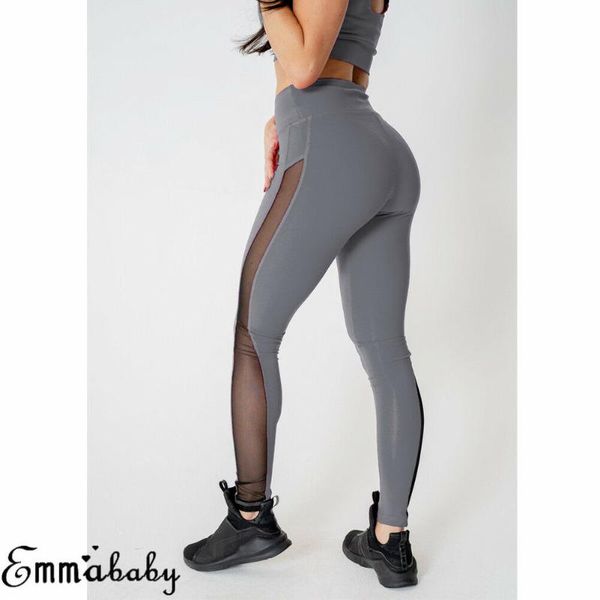 

yoga outfit pants women side mesh patchwork sports running sportswear stretchy fitness seamless control gym compression elasitc pant xl