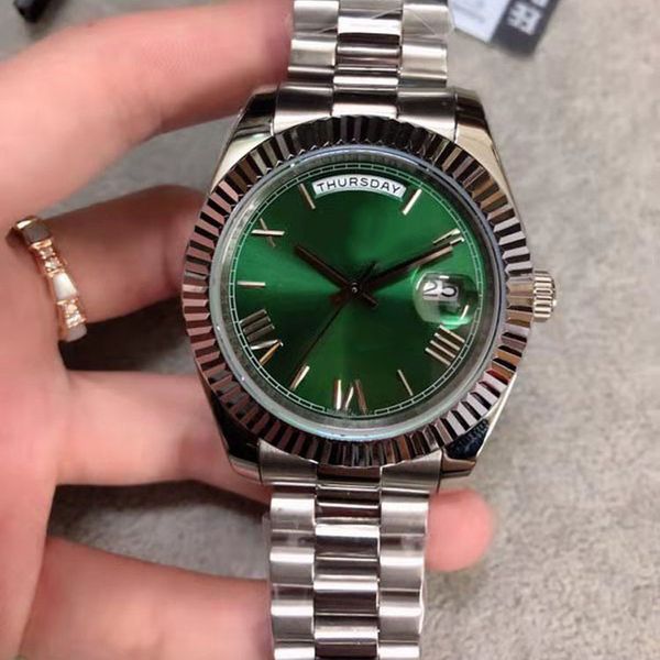 

u1 factory st9 steel news men watches green dial automatic mechanics 41mm sapphire glass stainless mens watch, Slivery;brown