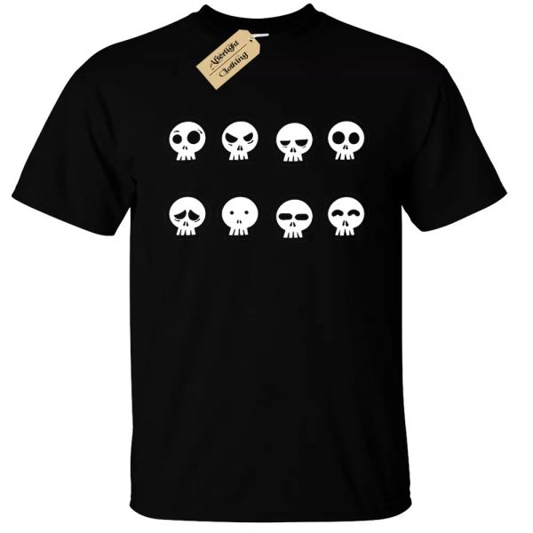 

death skull faces t-shirt mens s-5xl rock gothic skulls biker, White;black