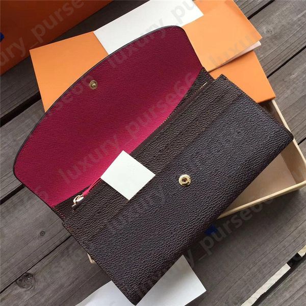 

wholesale 9 colors fashion wallets single zipper pocke men women leather floral lady ladies long purse with orange box card holder designer, Red;black