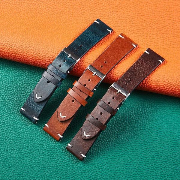 

watch bands cow leather antique ultra thin strap accessories for quartz mechanical and electronic, Black;brown