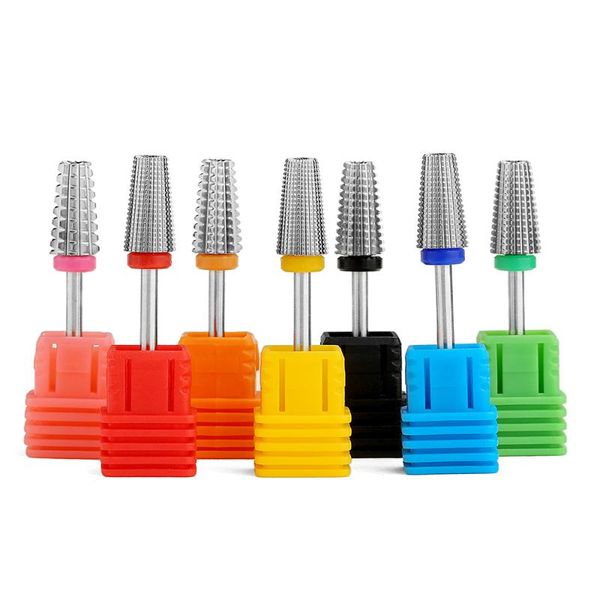 

nail art equipment super quality 5 in 1 milling cutter for manicure tapered carbide drill bits remove gel cuticle polishing tools, Silver