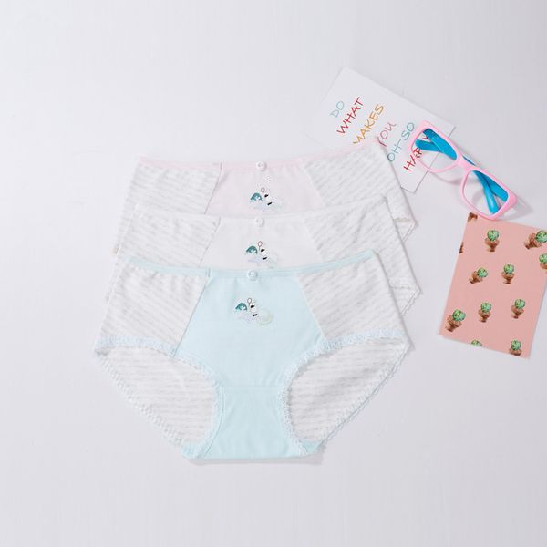 

2021 new women's soft and lovely cotton printed girl's underwear, Black;pink