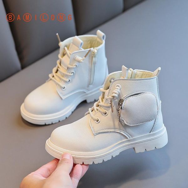 

british style soft bottom boots winter children' boys and girls small leather bag children shoes k524, Black;grey
