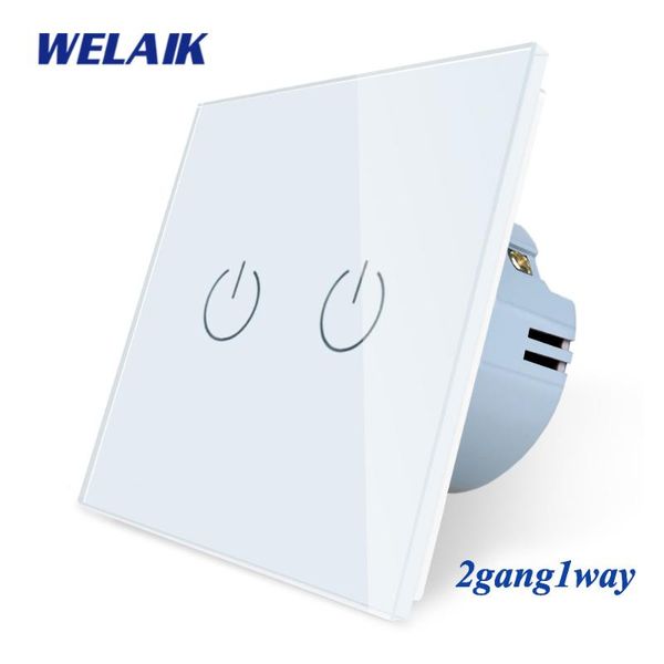 

smart home control welaik1 brand eu 2gang1way touch switch led lamp crystal glass panel european standard wall light a1921cw