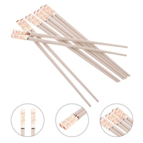 

chopsticks 5 pairs home japanese style reusable non-slip alloy
