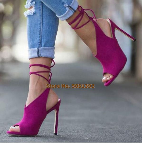 

dress shoes high thin heel sandals peep toe ankle strap lace-up cut out fashion stiletto casual cross-tied elegant plus size, Black