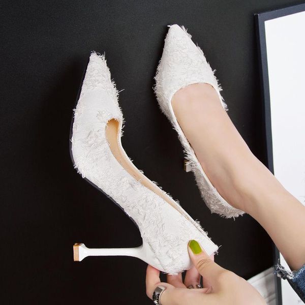 

dress shoes ladies high heels women's 2021 summer and autumn personality tassel pointed shallow mouth stiletto single, Black