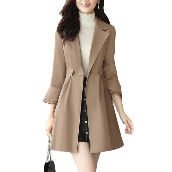 

women's trench coats 2021 spring autumn casual windbreaker coat women fashion long khaki slim korean thin overcome tide f439, Tan;black