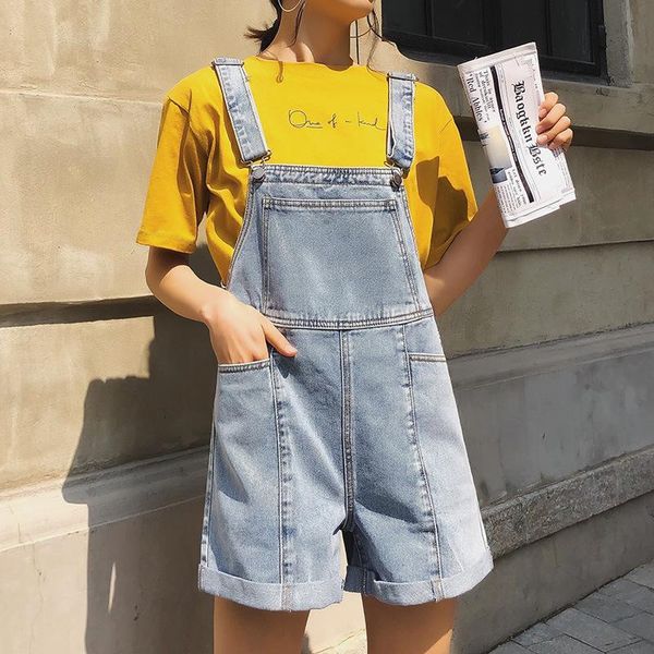 

women's jumpsuits & rompers sale casual wide leg jeans playsuits light blue washed loose denim belt pants overalls for students womens, Black;white