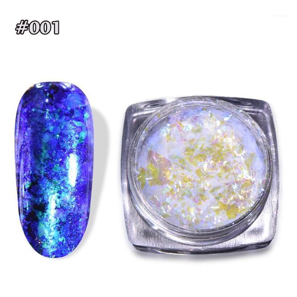 

0.15g nail glitter flakes sequins powder transparent chameleon chrome pigment manicure deco1, Silver;gold