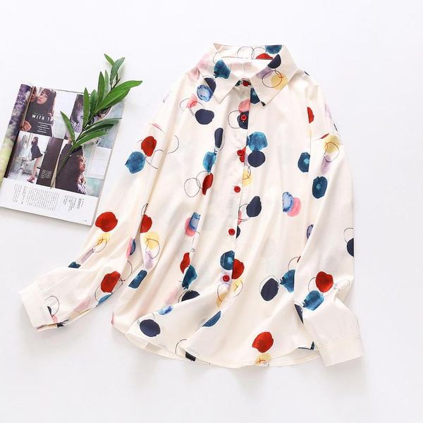 

women's shirt polka dot spring retro foreign casual women blouses & shirts, White