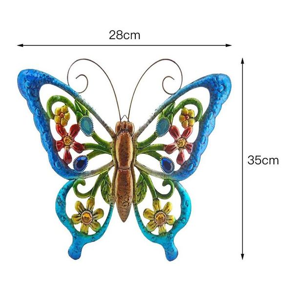 

decorative objects & figurines metal butterfly wall decor stained glass hanging ornaments for home garden yard room decoration k888