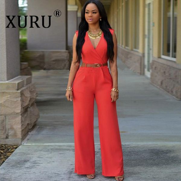 

women's jumpsuits & rompers xuru 2021 jumpsuit wide leg pants button high waist v-neck irregular set with belt, Black;white