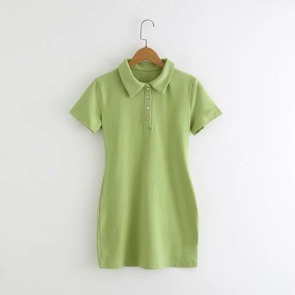 

casual dresses 2021 summer short sleeve lapel hip thin women's solid color black white, Black;gray