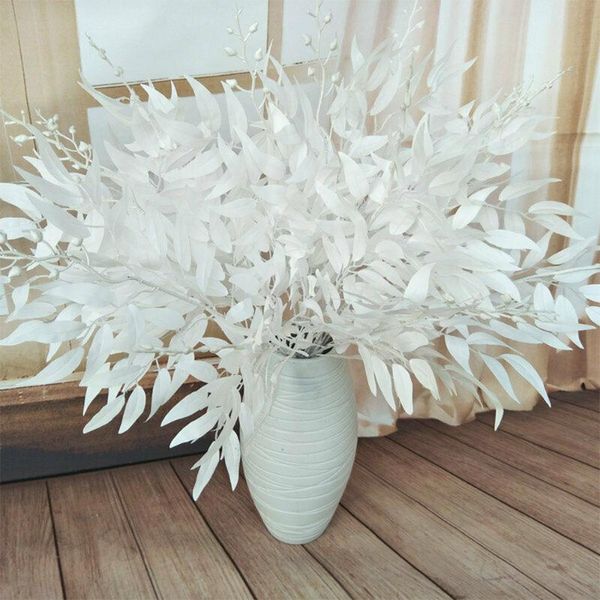 

decorative flowers & wreaths artificial white flower plant wedding bouquet decoration silk home vase decor willow leaf green grass fake