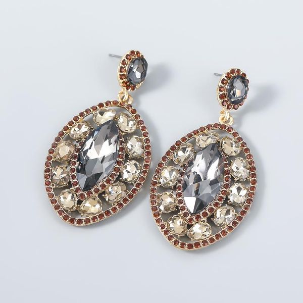 

dangle & chandelier pauli manfi fashion metal oval rhinestone earrings women's creative campus party accessories, Silver