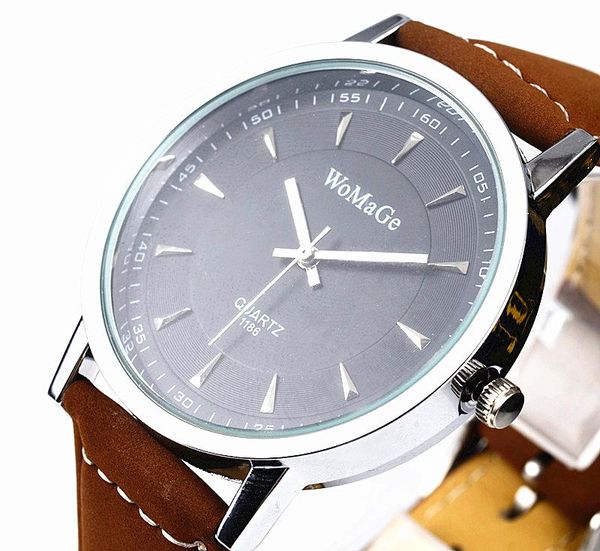 

wristwatches relogio masculino watch men's relojes quartz leather watches brief fashion hight quality erkek kol saati wristwatch reloj, Slivery;brown