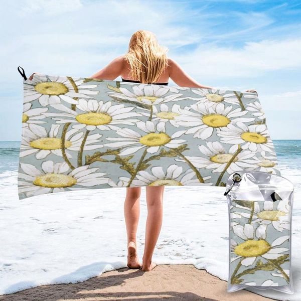 

towel quick drying pocket floral daisy portable water absorbent no pilling sports bath