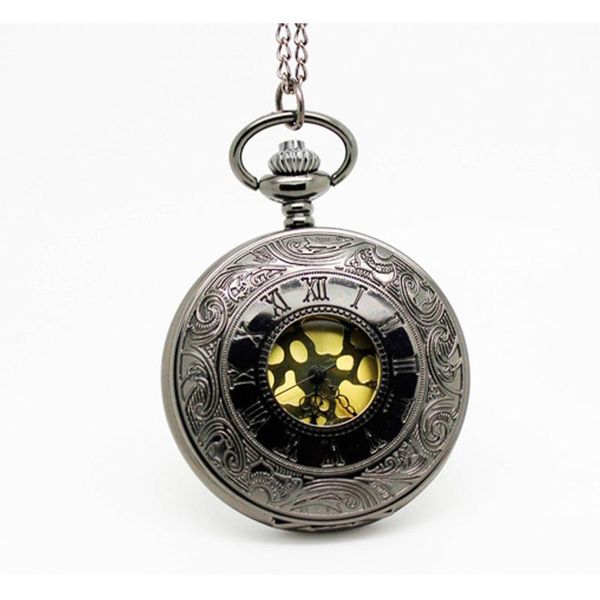 

pocket watches 10pcs in steampunk charm case roman number white dail quartz poet watch nelace mens party gift, Slivery;golden