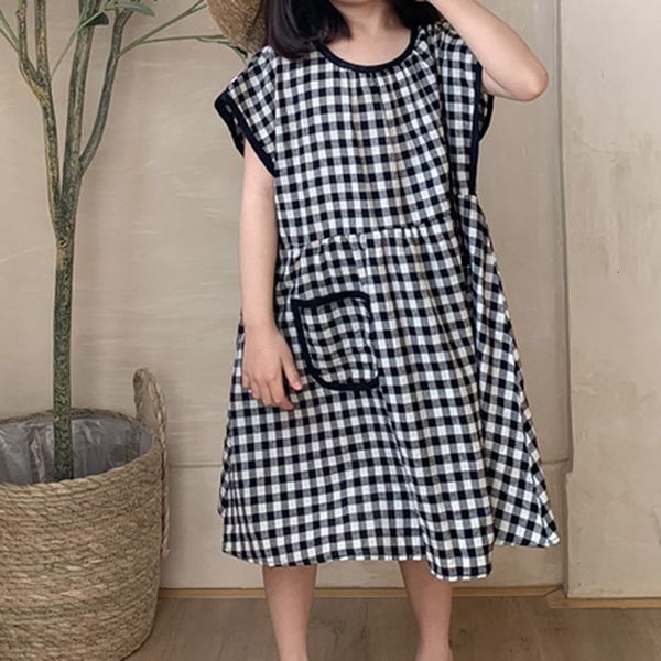 

girl's dresses summer plaid loose girl clothing for girls kids clothes children's jfga, Red;yellow