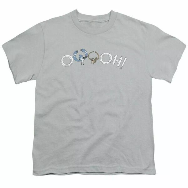 

The Regular Show Ooooh Kids Youth T Shirt Licensed Cartoon Tee Silver, White;black