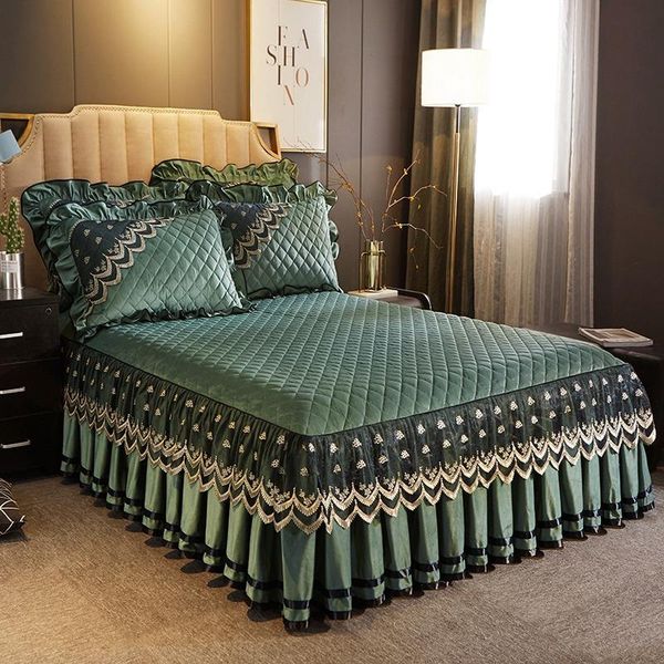 

bedding sets winter princess bedspread bed skirt coral fleece thickened warm mattress cover