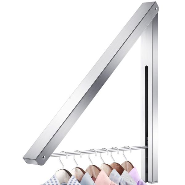

hangers & racks winomo alumimum wall adjustable clothes hanger rack bracket for laundry organization closet storage system (silver)