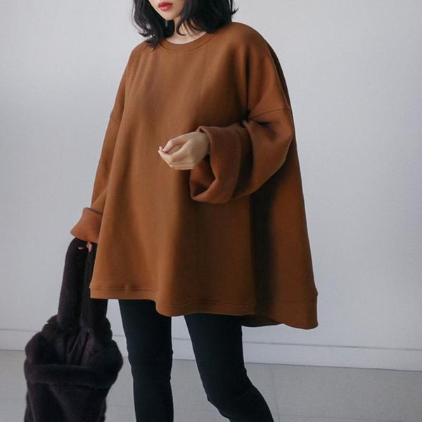 

women's blouses & shirts tunic women solid blouse long sleeve crew neck casual baggy female vonda vintage blusas femininas, White