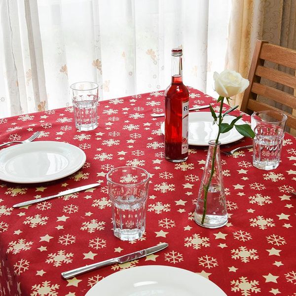 

table cloth 2021 designed modren simple style christmas elements printed polyester&linen tablecloth