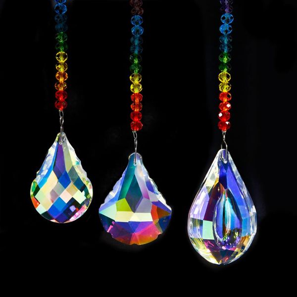 

rainbow suncatcher crystal hanging ornament 76mm prisms regenboog decorative chakra magic gemstones dec garden decorations