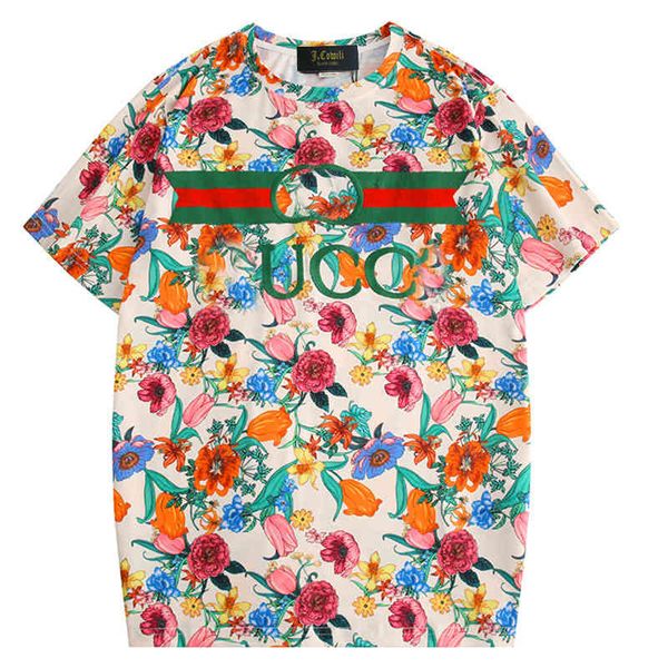 

new g-neck short sleeve full body printing loose t-shirt in summer 2021, White