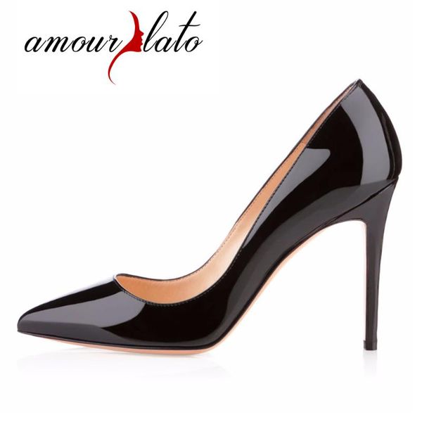 

amourplato women's 100mm fashion high heels pointed toe pumps slip-on stilettos wedding dress shoes multicolors size us5-13, Black