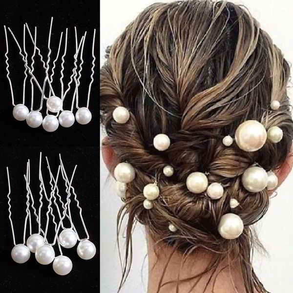 

hair clips & barrettes 20pcs women bridal pearl pins wedding white hairpin sticks barrette jewelery fashion headdress, Golden;silver