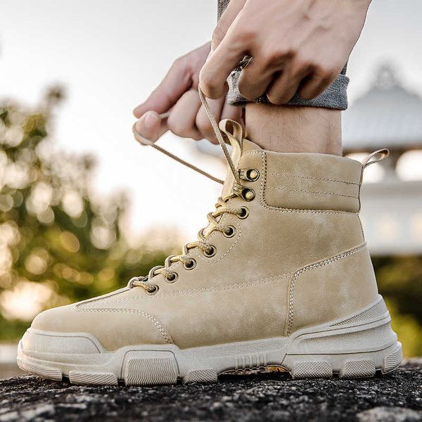 

2021 spring and autumn martin boots men's versatile high shoes british fashion leisure desert, Black