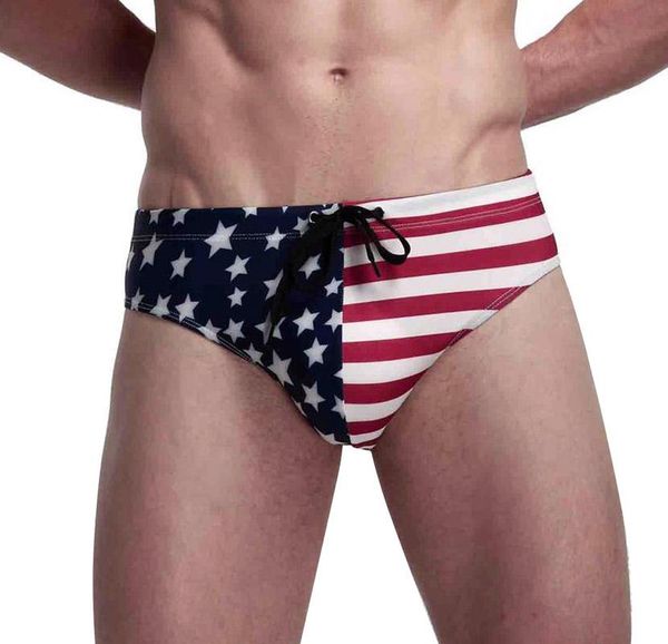 

summer american flag mens bikini swimwear men's trunks beach briefs short swimming shorts, White;black