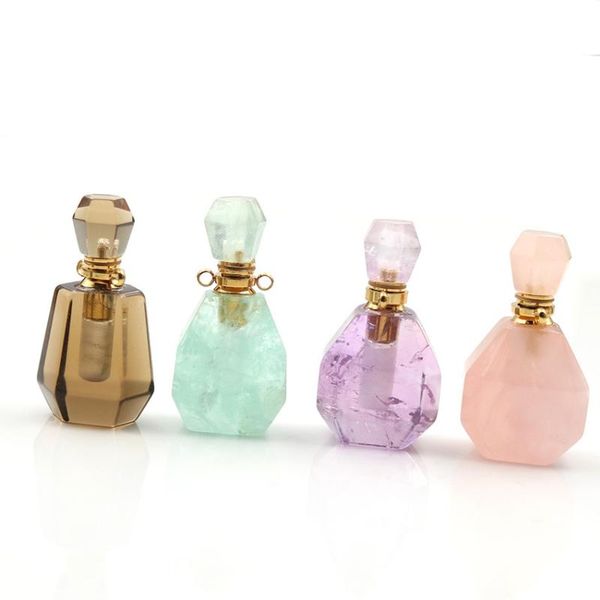 

pendant necklaces natural stone bottle healing jewelry crystal necklace amethysts quartz men's and women's fashion gift for gril, Silver