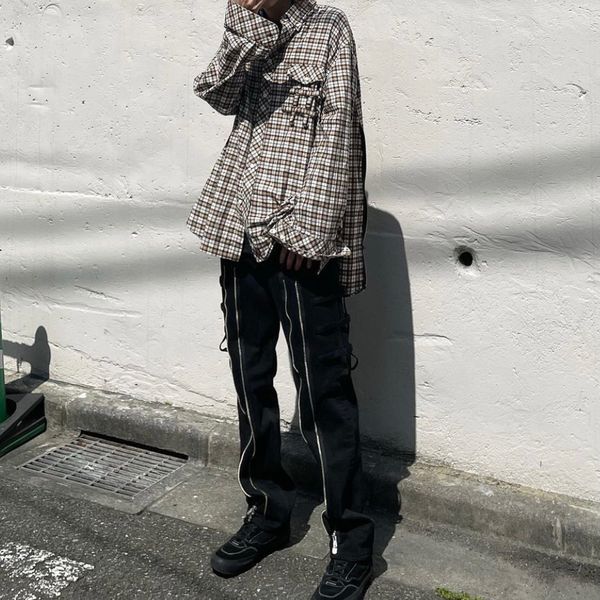 

the soloist palace, guiyugao street, leisure, straight washing, used bandage, zipper jeans, White;black