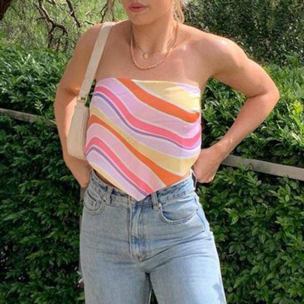 

women's tanks & camis 2021 crop y2k satin print summer backless off shoulder sleeveless tank party e girl harajuku halter cybe, White