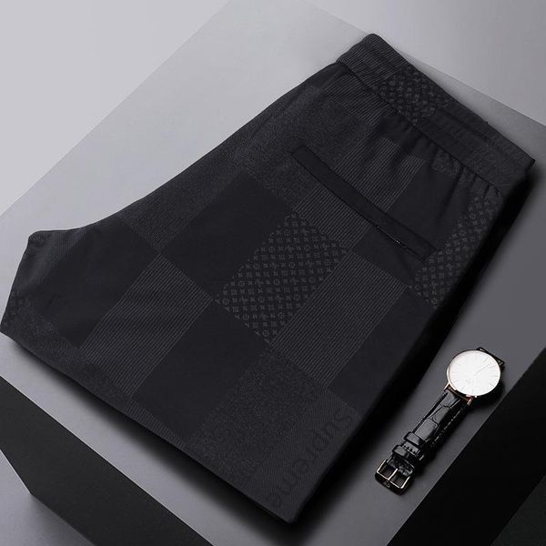 

luren fashion street ankle banded pants summer stretch slimming casual men's social trend tappered, Black