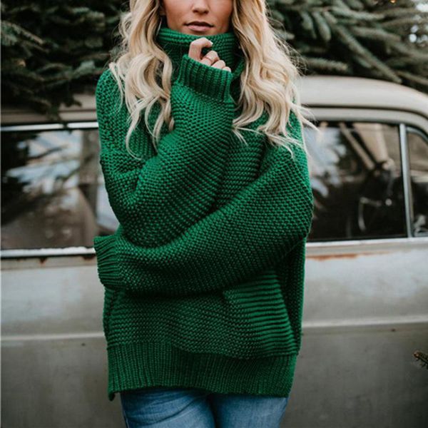 

women's sweaters women coarse knit sweater 2021 fashion spring autumn street loose pullover turtleneck korea, White;black