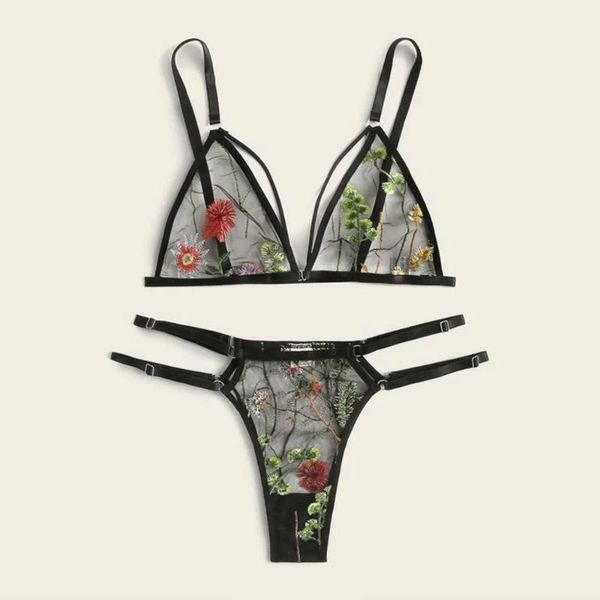 

bras sets women's underwear set temptation erotic lingerie embroidery lace panties, Red;black
