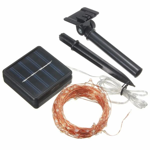 

13m 120led solar copper string fairy light wedding party christmas garden outdoor lamp ip67 - purple