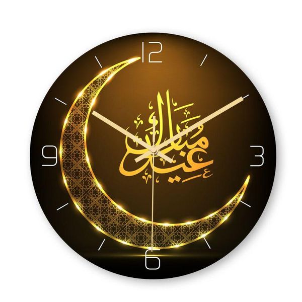 

muslim pattern happy eid wall clock round 3d acrylic silent non-ticking clocks