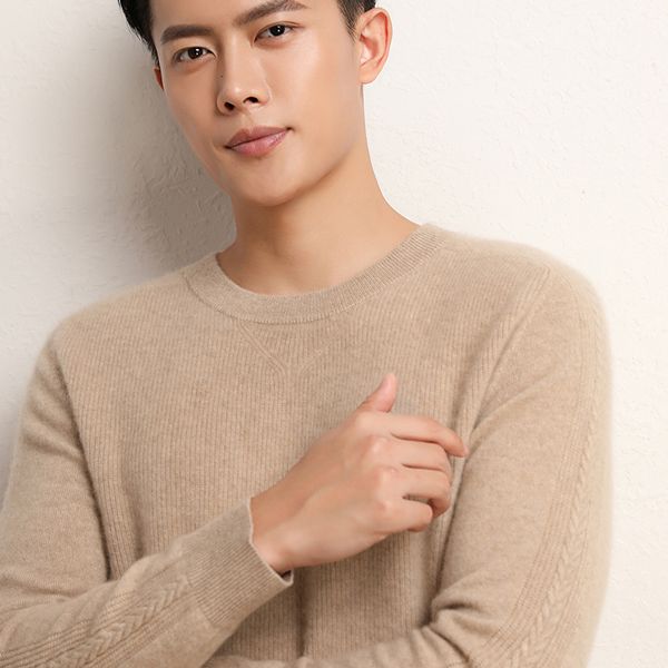 

hoodies 2021 winter mens 100% cashmere thick warm solid color sweater men slim fit pullover knitted collar sweaters, Black