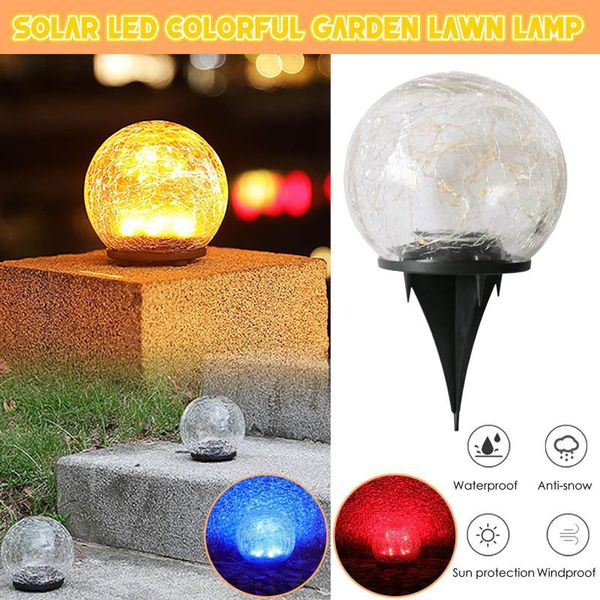 

lawn lamps solar led glass ball garden lamp outdoor yard waterproof cracked pattern night light plug in ground