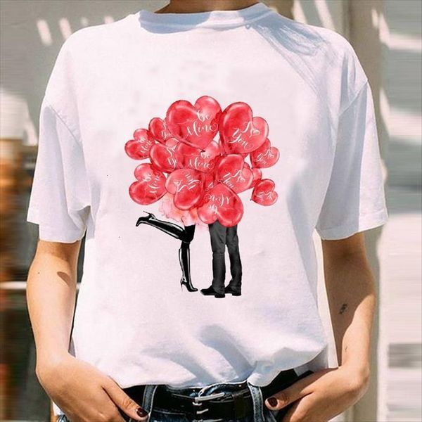 

graphic spring summer cartoon cute womens 90s happy valentines day fashion lady print female clothes tees, White