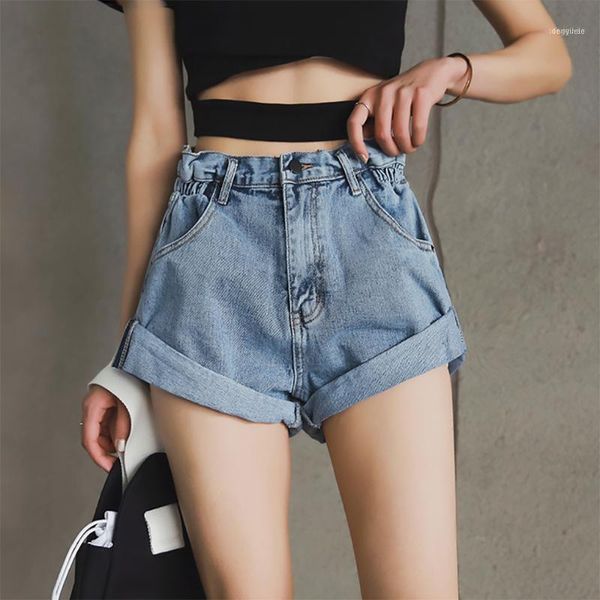 

women's jeans heflashor women high waist denim shorts vintage short casual feminino fashion streetwear 2021 1, Blue