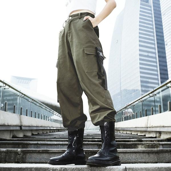 

fashion pocket white women's jeans streetwear high waist vintage straight harajuku 2021 denim pants cargo skinny & capris, Black;white
